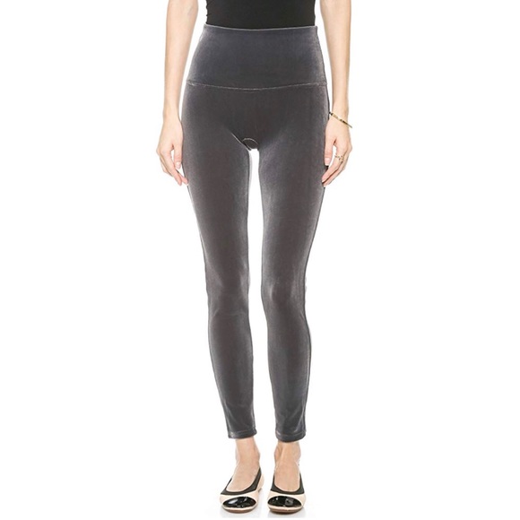 Spanx Silver Chrome Velvet Leggings S 